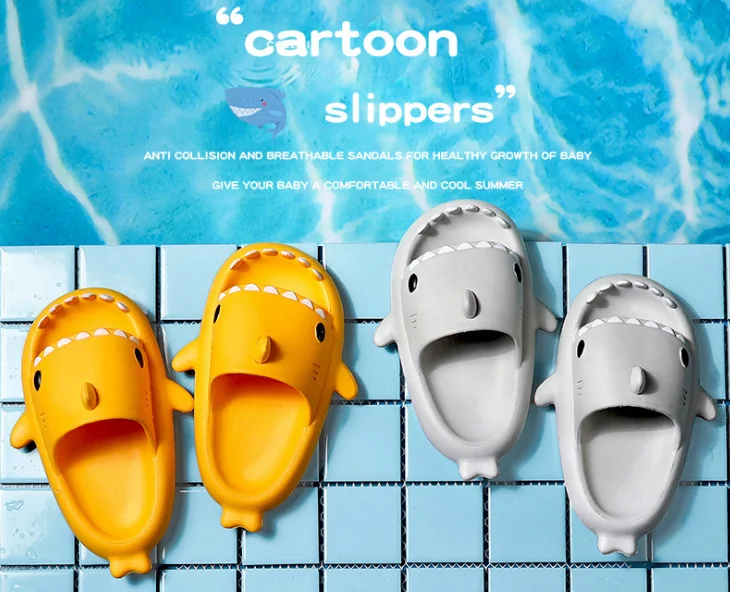 Cartoon EVA 3D Shark Children Summer Swimming Pool Sandals  Baby Non-Slip Soft Sole Beach Slippers