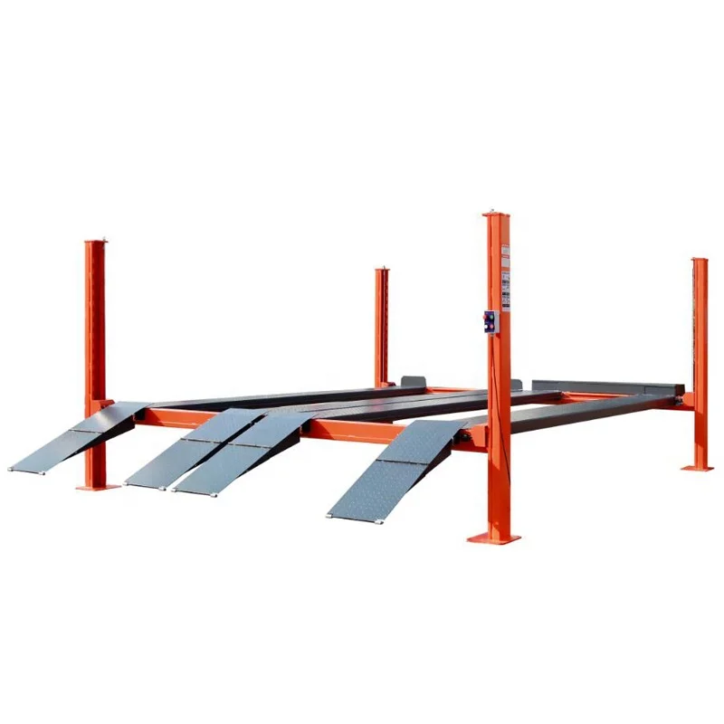 CE certificated 4500 kg capacity heavy duty cylinder double wide 4 post car parking lift for 4 cars