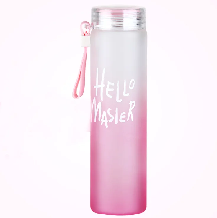 Wholesale China Factory Promotional Smart Gradient Frosted Water Cup Nice Glass Water Bottle Student Drinkware for Drinking