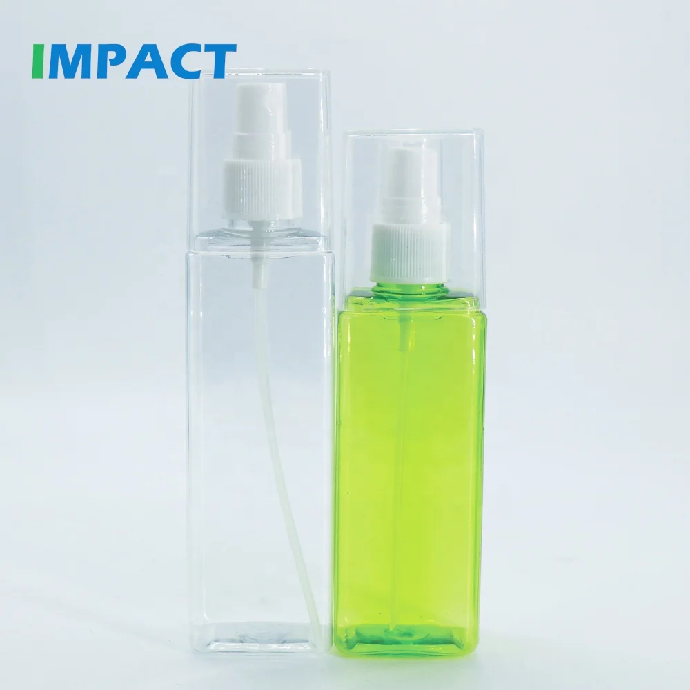 120ml 135ml PET Square Shape Refillable Fine Mist Spray Body Bottle