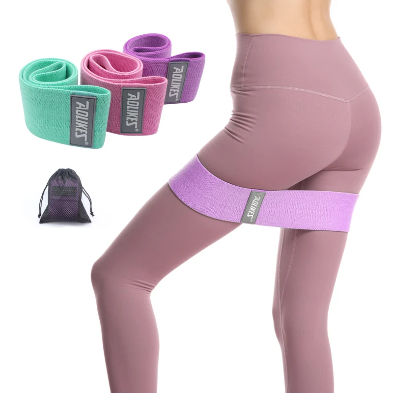 
Make Your Own Workout Latest Customized Elastic Women Elastic Hip Circle Fabric Resistance Loop Bands 