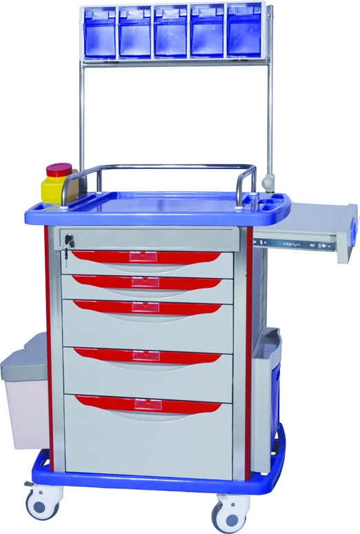 Good price abs hospital serving trolley medical medicine emergency trolley with drawers
