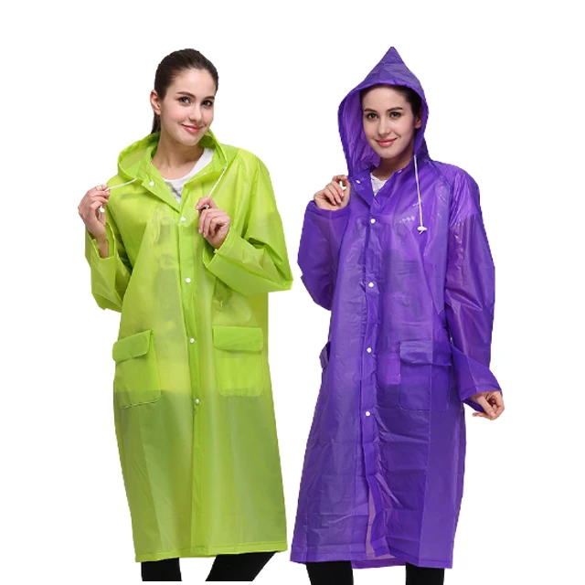 Raincoat for Adults Reusable Disposable Rain Ponchos with Hoods Button and Sleeves Rain Coat Womens  Plastic Rain Coat Poncho