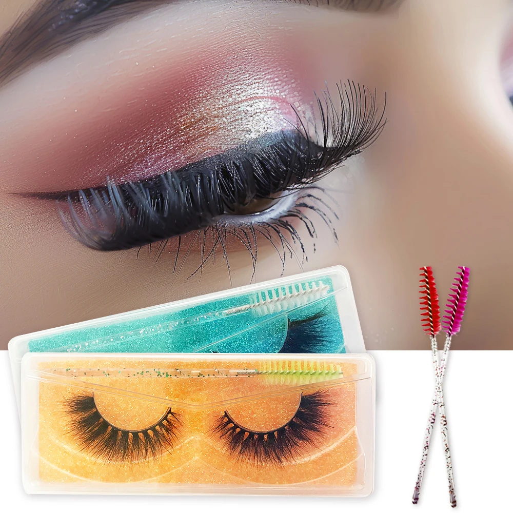 Wholesale Natural Full Strip Eyelashes Vendor 3D 5D Faux Mink Full Strip Fake Eyelashes Eye Lashes Custom Eyelash Case