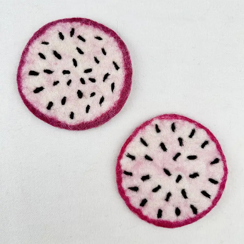 Craft Punch Needle Coaster Kits with Cute Pattern Pads Felt Yarns Needle Mat