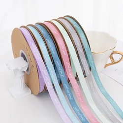 Wholesale Gift Ribbons Custom Logo Polyester Gold Foil Cintas Satin Ribbon for Packing Decoration