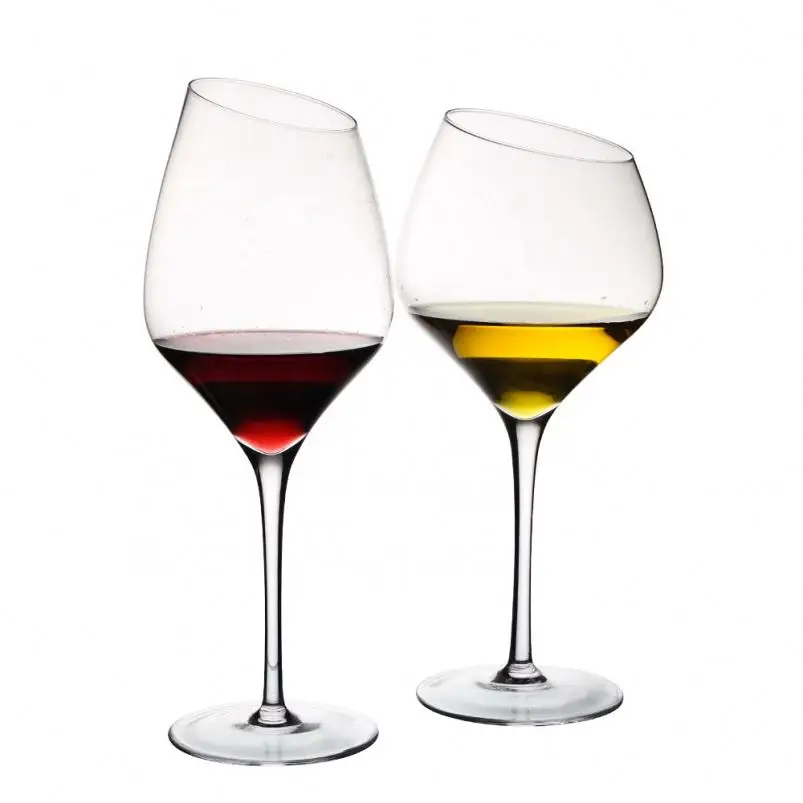 Luxury Designed Creative Novelty Heart Shape Slanted Wine Glasses