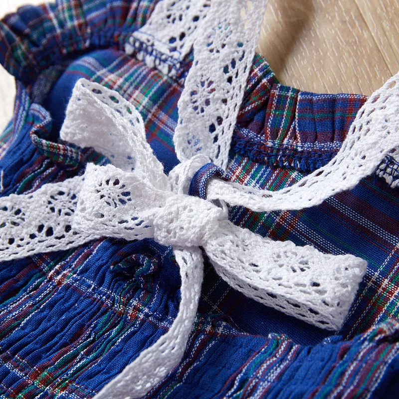 2019 hot sale children clothing European and American girls lace strap baby plaid fluffy cake dress