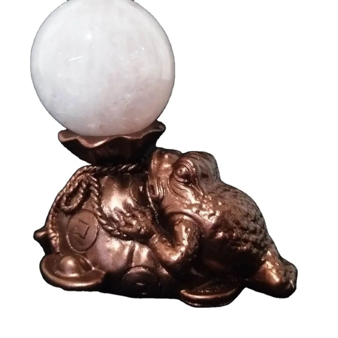 
High quality crystal crafts Jin Chan toad shape carving resin crystal ball display base sphere stand at low price 