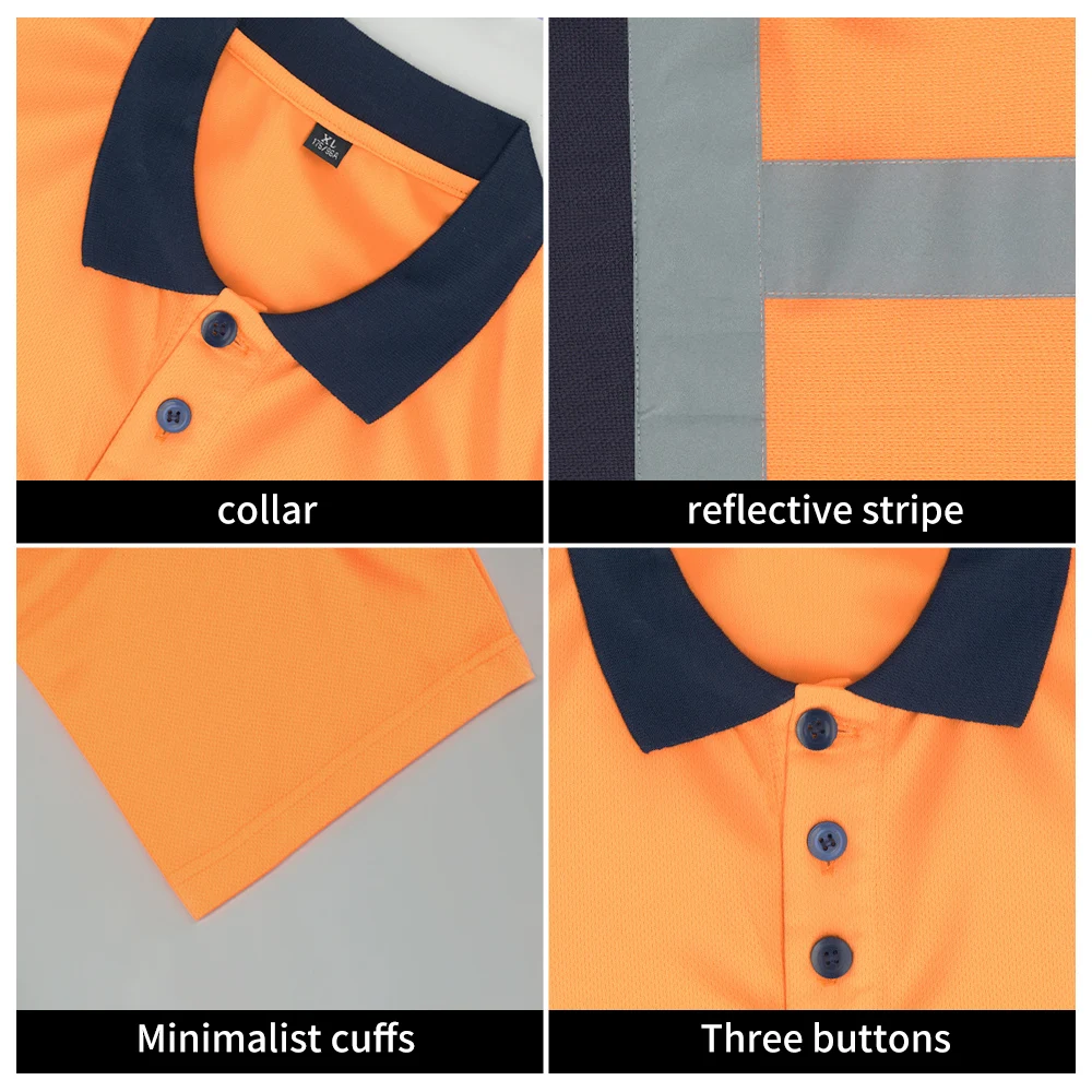 Summer Short Sleeve Quick Dry Polo Shirts Reflective Strips Safety Work T Shirt Construction Work Pants