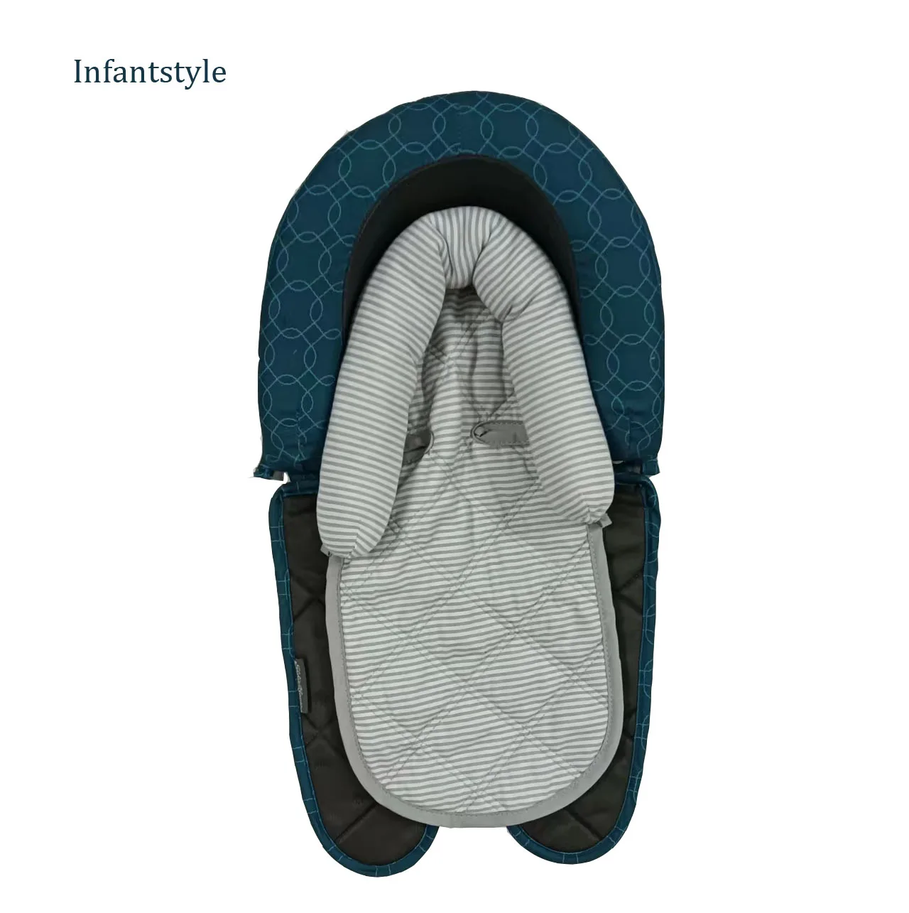 Hot selling design plush cotton customized color travel  baby head support and strap cover set