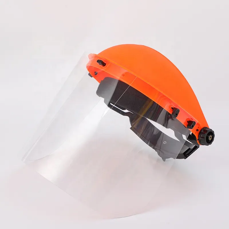 HDPE shell transparent PVC visor ratchet adjustable protective safety full face shield