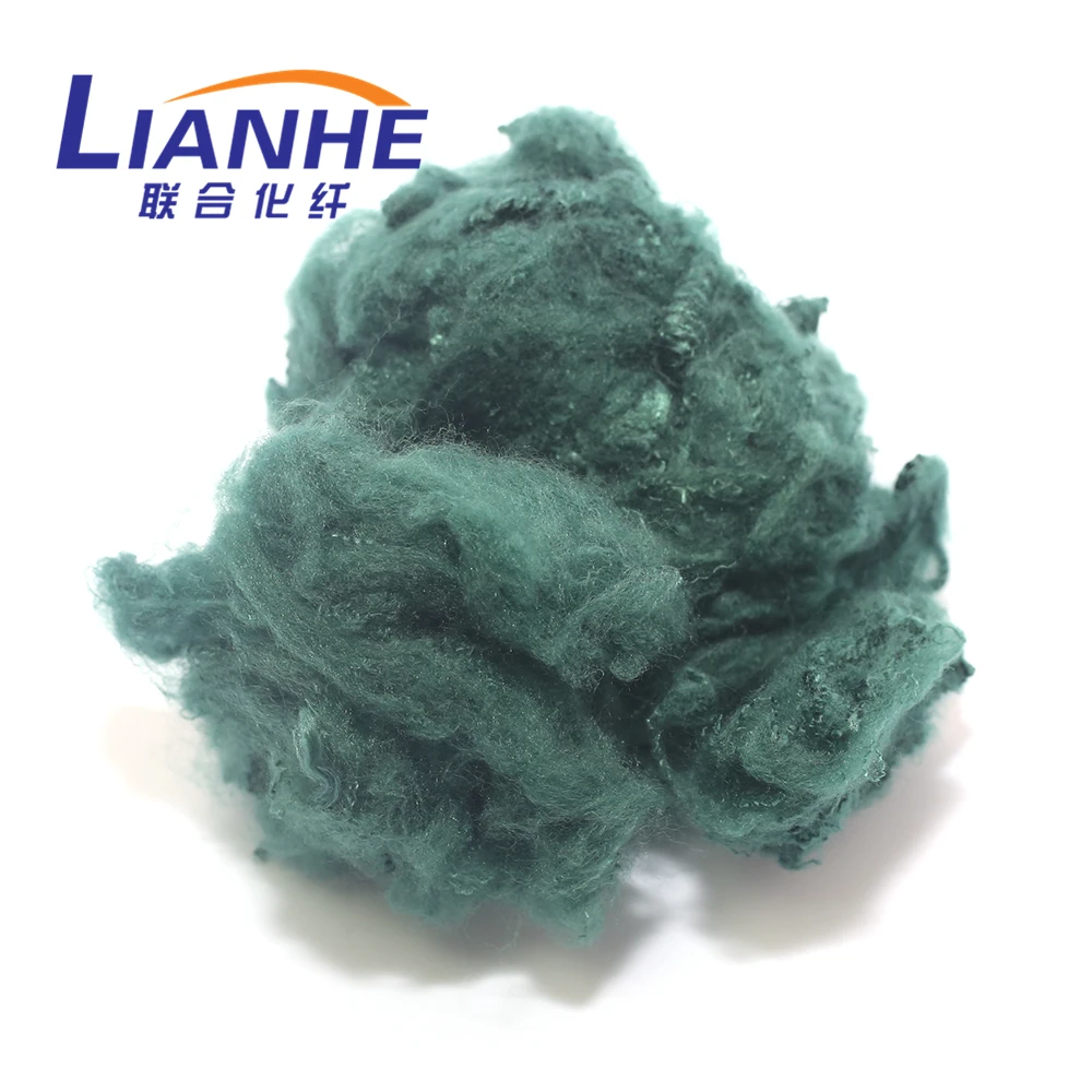 cheapest colored polyester staple fiber dyed green fiber for geotextiles