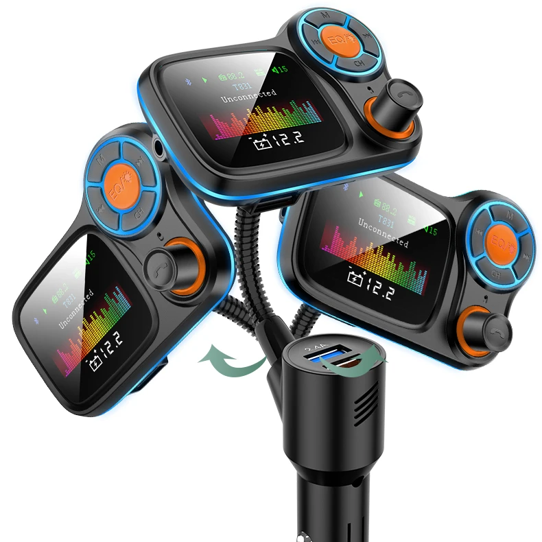 FM-трансмиттер, аудио, Автомобильный MP3-плеер, беспроводной Автомобильный FM-модулятор, громкая связь, автомобильный комплект с ЖК-дисплеем