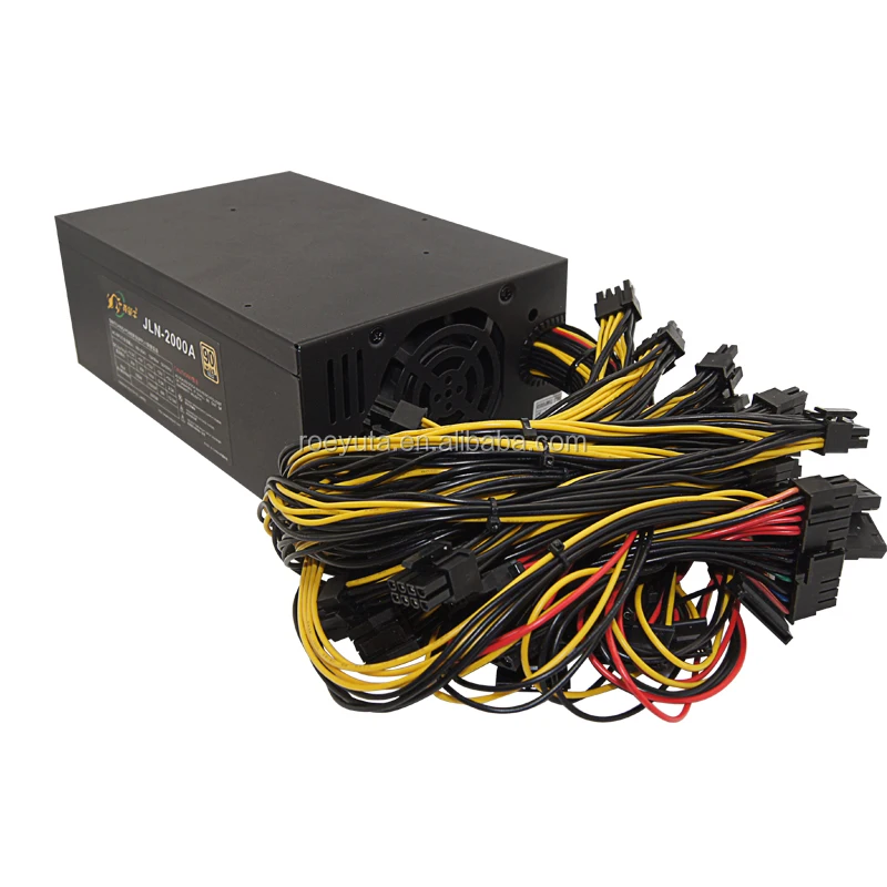 Roeyuta JLN-2000A 2000W AC180-264V Wide Voltage ATX Game DIY Server  GPU Power Supply 16pcs 6+2pin