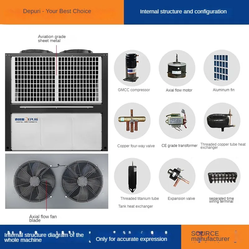 Depuri Cold Climate High COP EVI Monoblock R32 commercial Air Source air conditioning Heat Pump