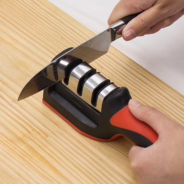 4 stage kitchen home outdoor small portable handheld knife sharpener