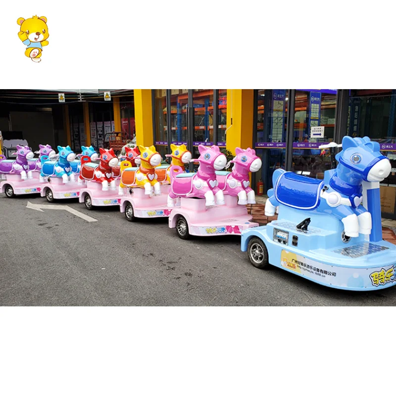 HAOJILE Shopping Mall Amusement Park Battery Powered Colorful Horse Carousel Trackless Tour Train  Electric Car
