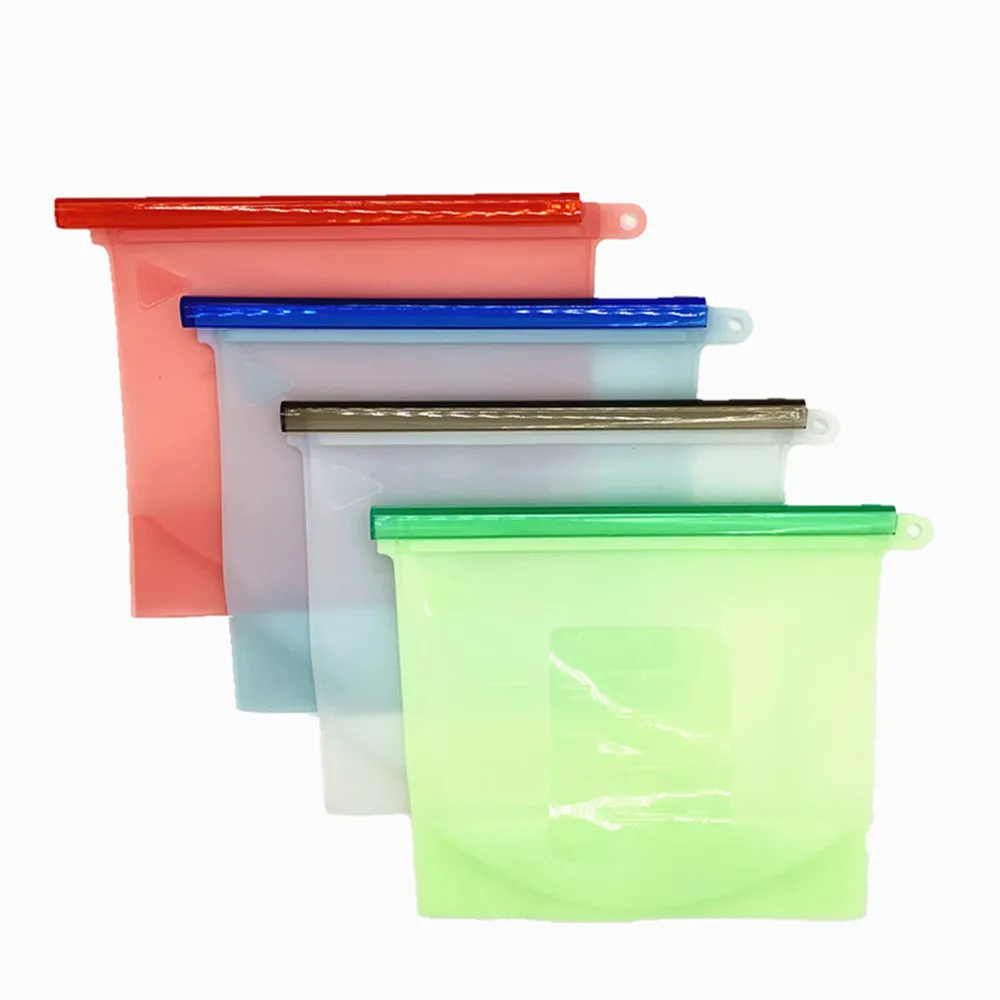 Reusable Snack Bags Silicone Food Bag 3 size Sealed and Leak Proof Freezer Safe Zip Lock Food Storage Bags