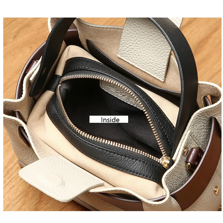 China Factory Luxury Real Leather Handbag Vintage Women Bucket Bag High quality Ladies Full Grain cowhide Leather Tote Custom