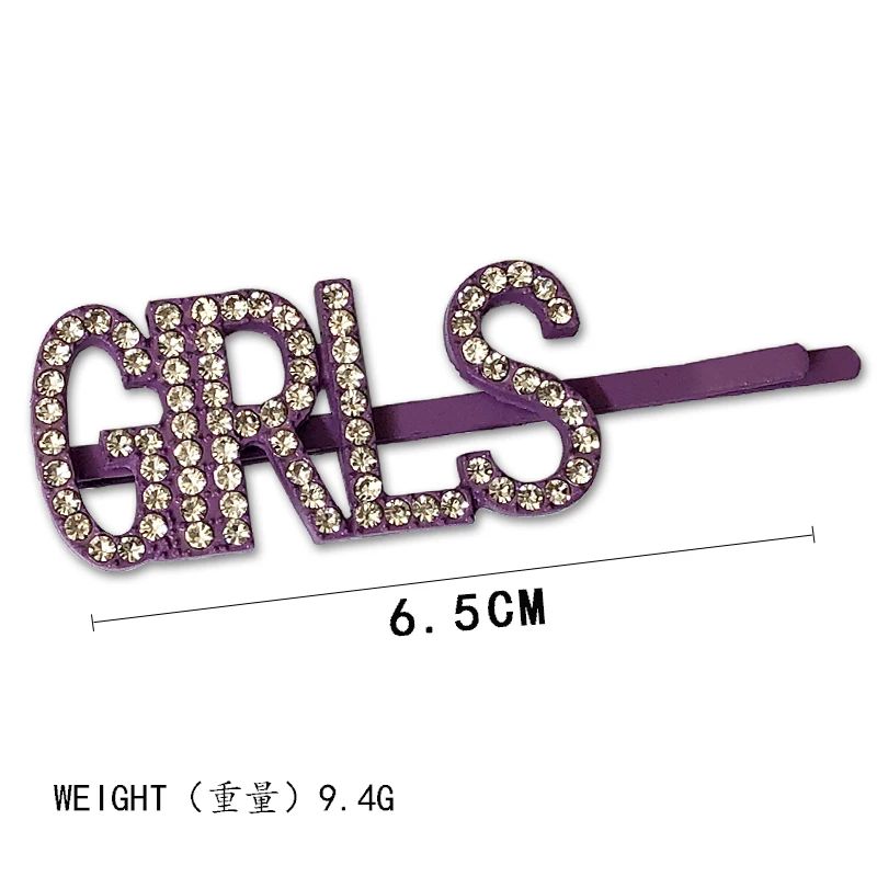 HLH004 Trade Assurance New Design Fashion Letters Studded With Crystal Hairclips Simple Cute Girls Letter Female Hair Pin