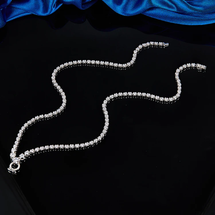 925 Silver 5A CZ Cubic Zirconia Chain Jewelry Custom Wedding Tennis Chain Necklaces