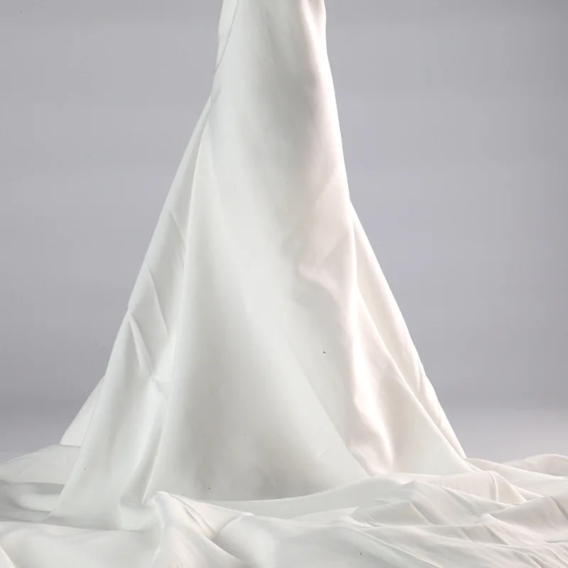 Factory Price 100% Polyester Recycled Satin-Fabrics 2024 White Bridal Stretch Silk Satin Fabric for Wedding Dress