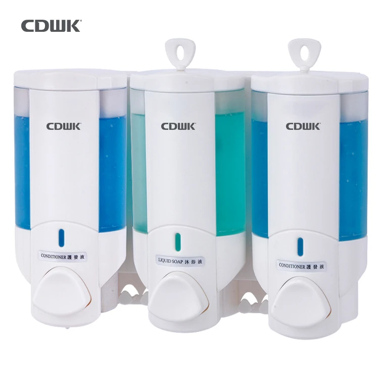 200ml X 3 Three Chamber Wall Mounted Bathroom Shampoo/Conditioner/Soap/Shower gel Dispenser