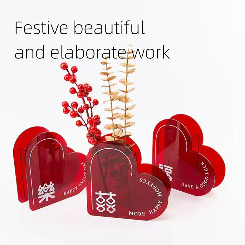 Customized Any Shape Home Acrylic Heart-Shaped Vase Simple Chinese-Style Countertop Coffee Table Ornaments