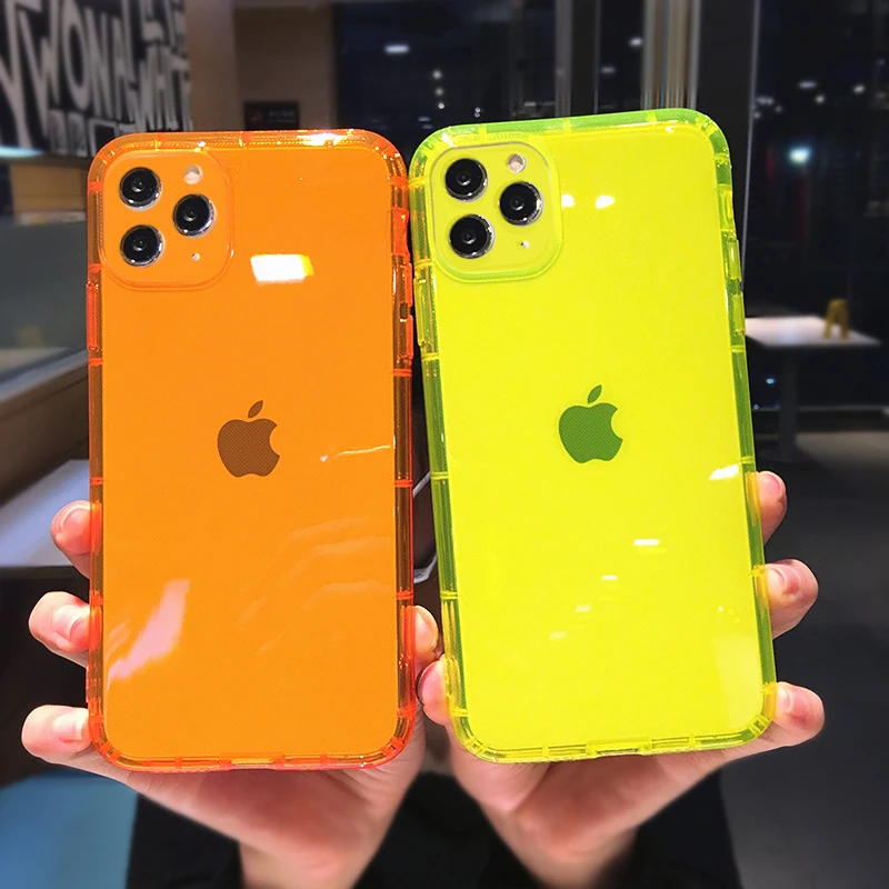  Чехол для Iphone 12 противоударный прочный бампер из ТПУ с индивидуальным дизайном флуоресцентный неоновый чехол телефона чехлы 11 Pro