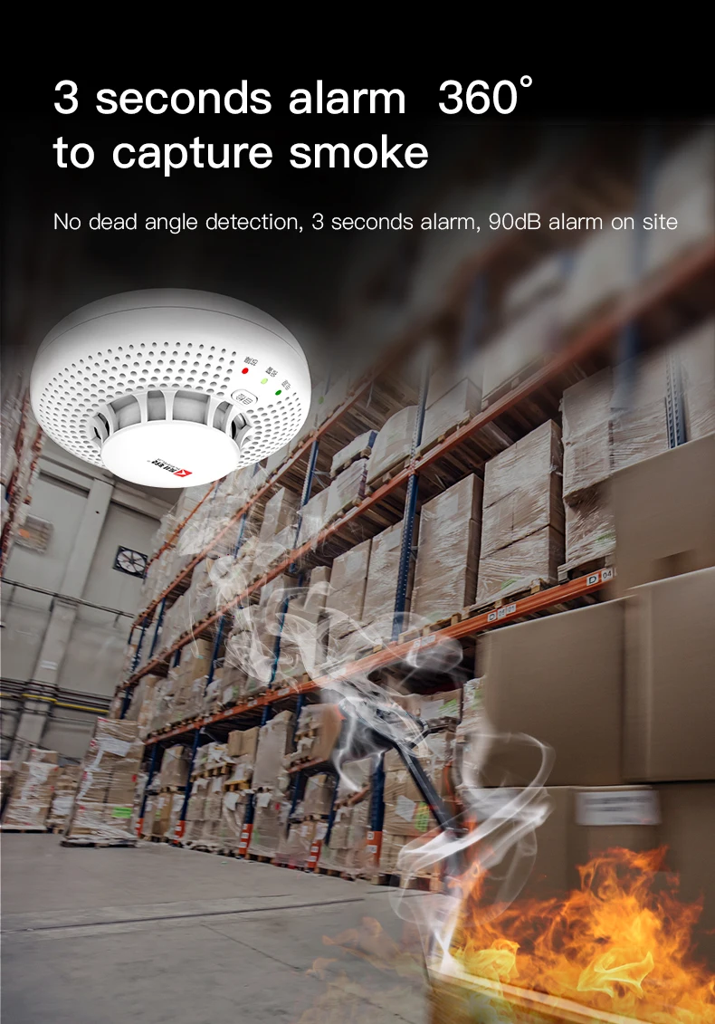 Factory Directly Security Alarms Wireless Interlinked Smoke Alarms Certified Fire Detector Remote RF433 smoke detectors