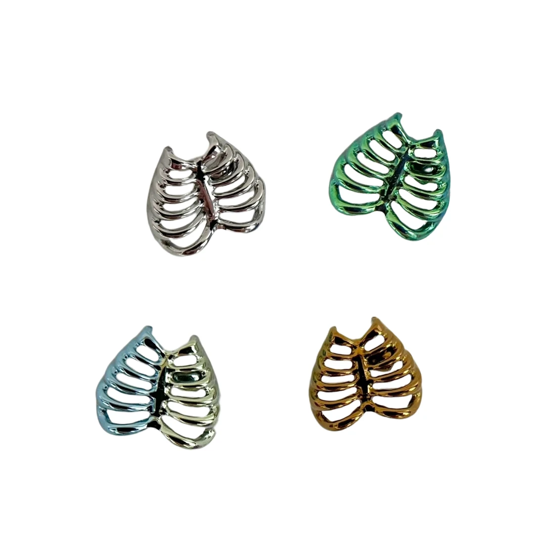 Calendo ASTM F136 Titanium Earring Piercing Jewelry Heart Skeleton Ribs Internally Threaded Titanium Labret Body Jewelry End