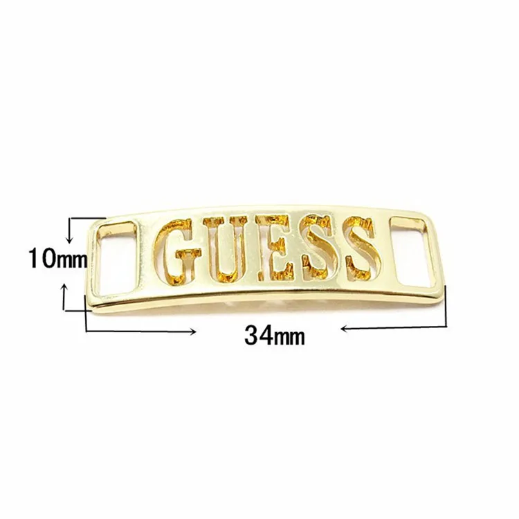 Shoe Metal Accessories Gold Plated Engraved Logo Rectangle Name Brand Charm Tag