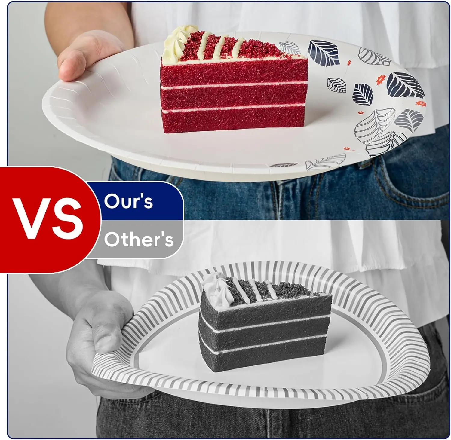 Paper Plates 10 inch Soak Proof, Cut Proof, Heavy Duty Leaf Printed Disposable Paper Plates for Everyday Use