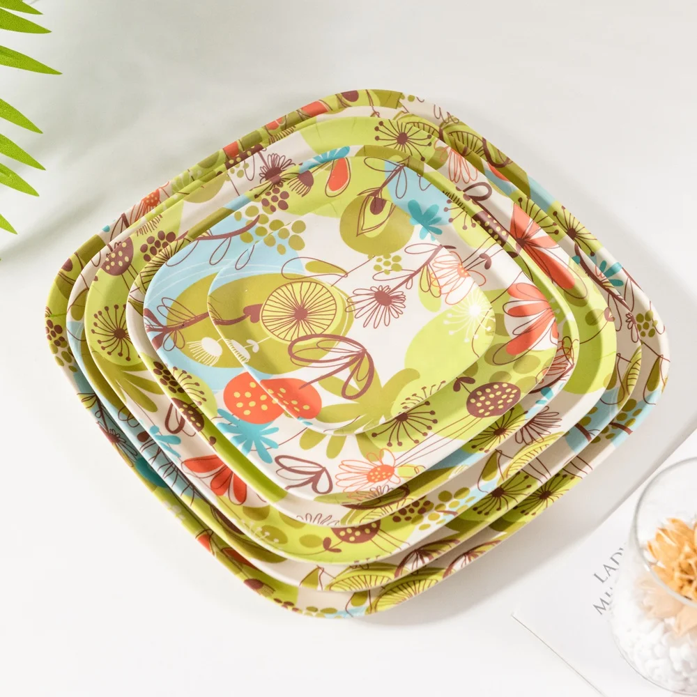 
Custom bamboo fiber square plate environmental protection material manufacturer creative custom square plate 