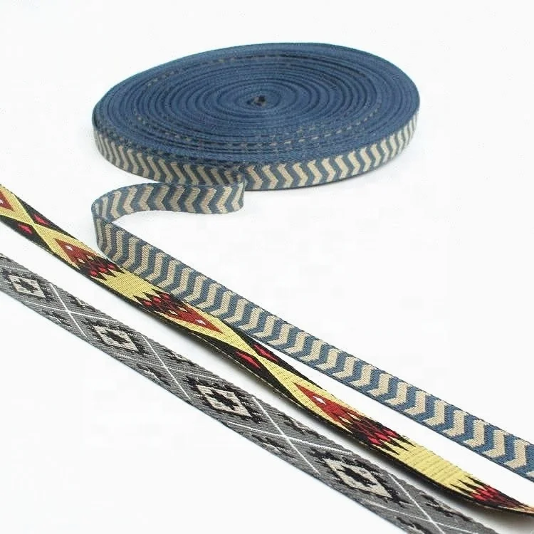 High Strength Webbing Supplier New Design Custom Jacquard Polyester Narrow Woven Tapes With Adhesive