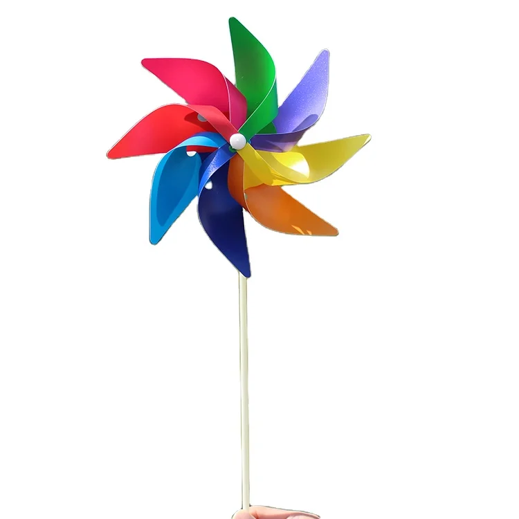 20cm Eight-leaf Eight-color Plastic Toy Windmill for Children Outdoor Garden Patio Decoration Windmill
