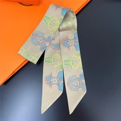 Wholesale Custom Twill Printed Narrow Scarf With Silk Scarf For Hair