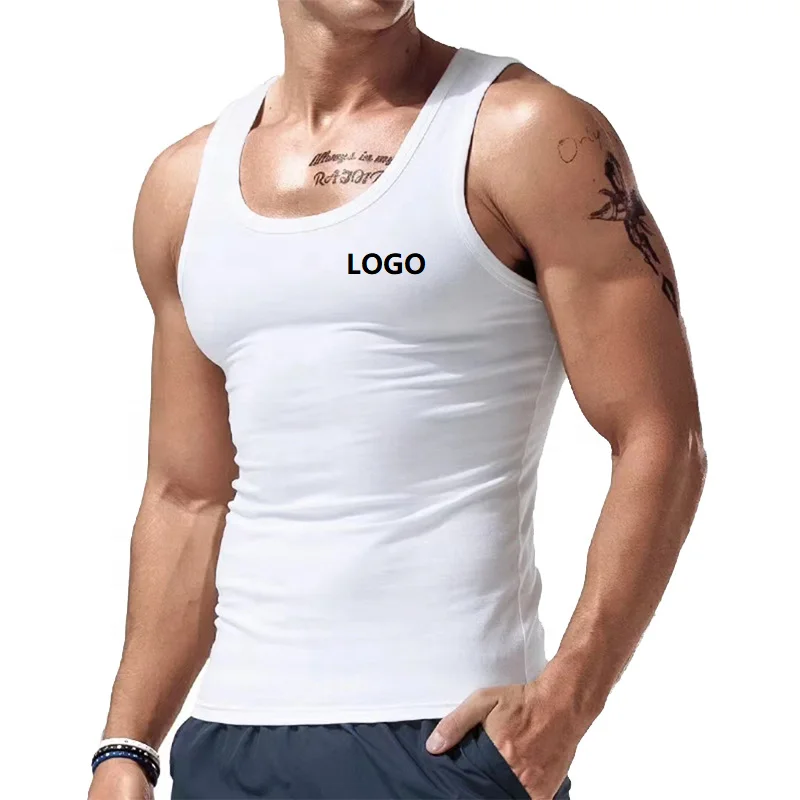 Fitness Tank Tops US Size 95% Polyester 5% Spandex Custom Logo Quick-dry Sports Workout Singlet Running Gym Men Fitness Vest