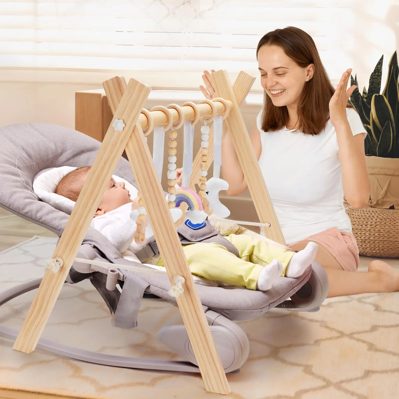 Handcraft Wooden Baby Play Gym Kids Toy Eco-friendly product suitable and safe for all skin and age