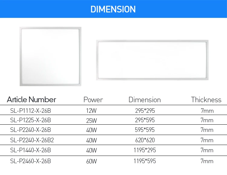 26B Slim LED Panel Light Ultra-thin Slim led panel light IK06 IP54 approved Recessed Mounted  Led Panel Light 5000 6000k CCT