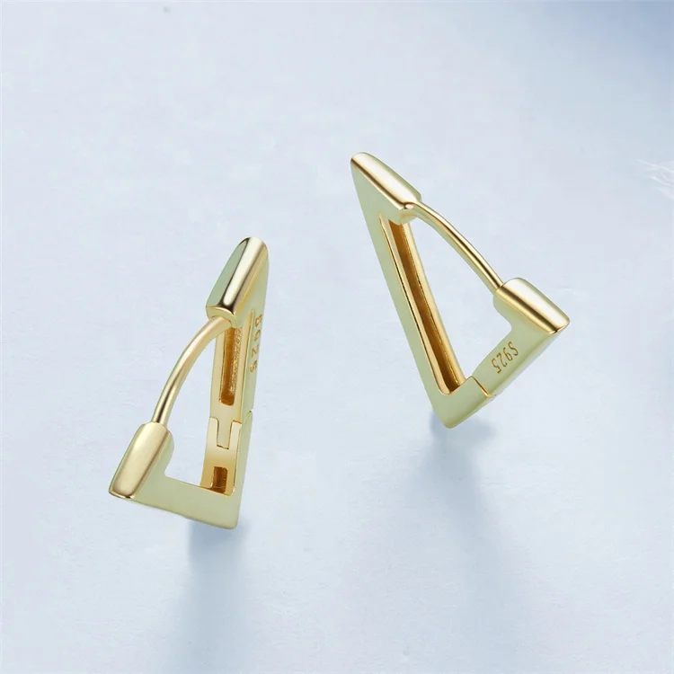 Youchuang luxury jewelry women vintage bulk earring hiphop women cheap 925 sterling silver 18k gold triangle clip earrings