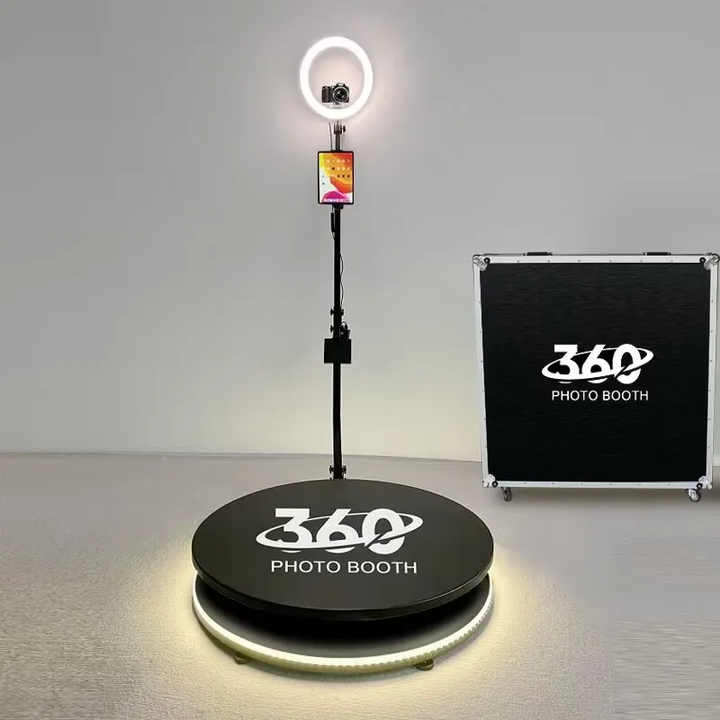 fast dhl shipping in 48h video photo booth camera auto automatique 360 spin photobooth automatic spin with travel case cas