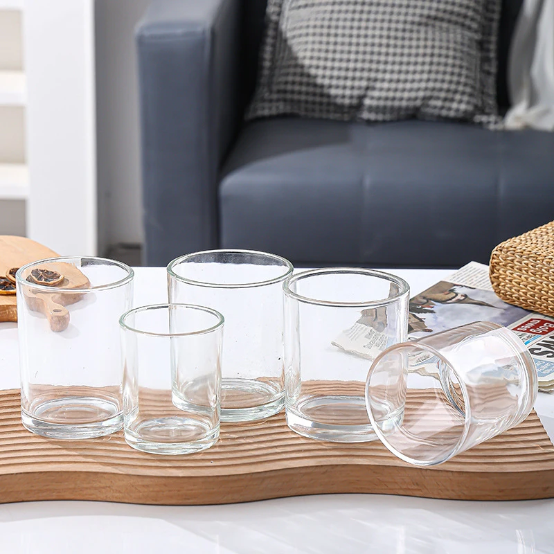 Luxury empty glass candle jars candle glass jars bulk for candle making with bamboo lid
