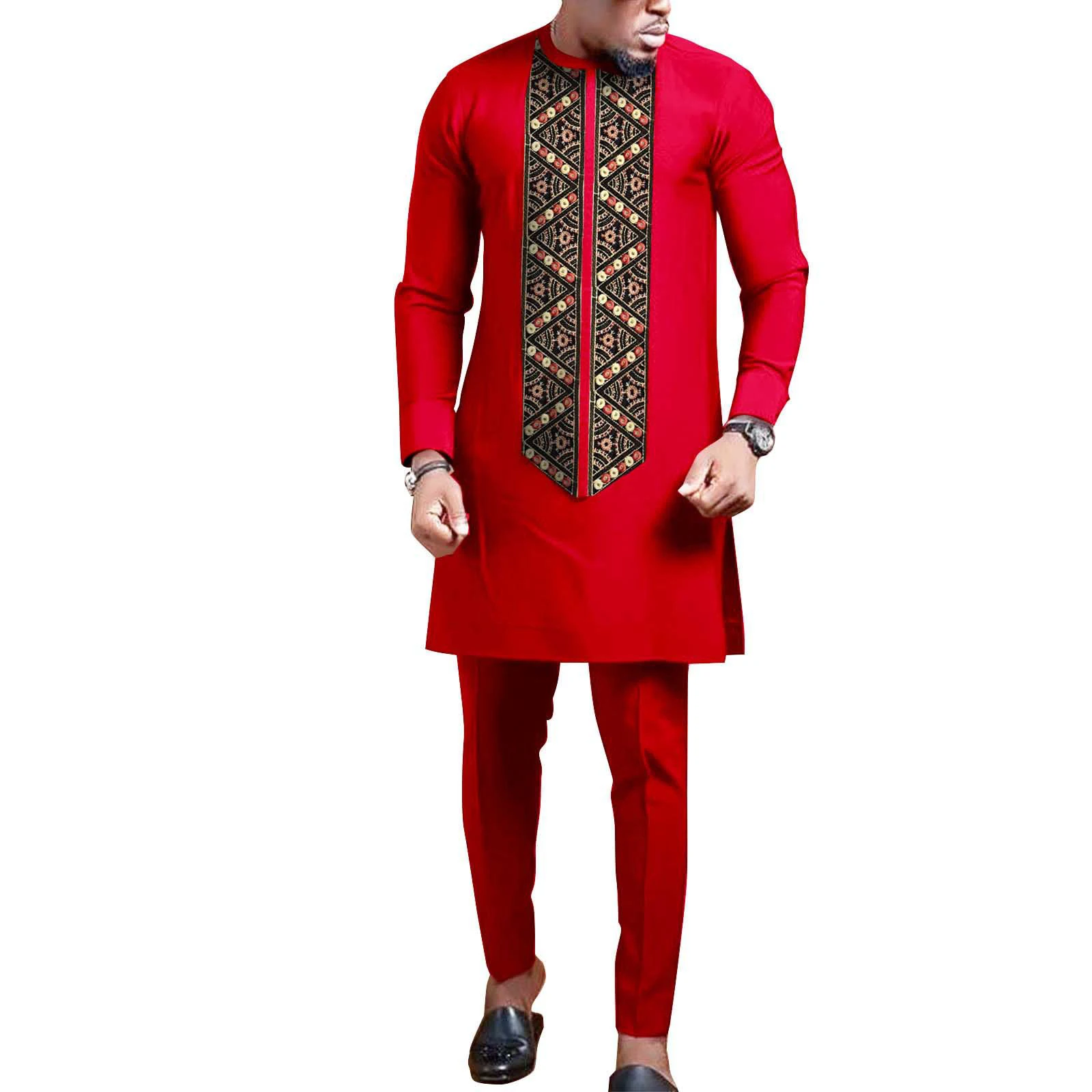 Wholesale New African Clothing Factory Good Order Solid Color Men Clothing Clothes African Men Traditional Outfit Suit