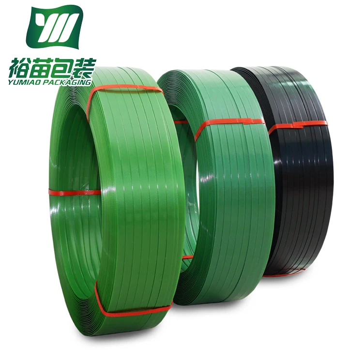 
16mm 18mm High Tensile Strength Green Embossed Plastic Packing Strap Belt PET Packing Strapping Band Roll 