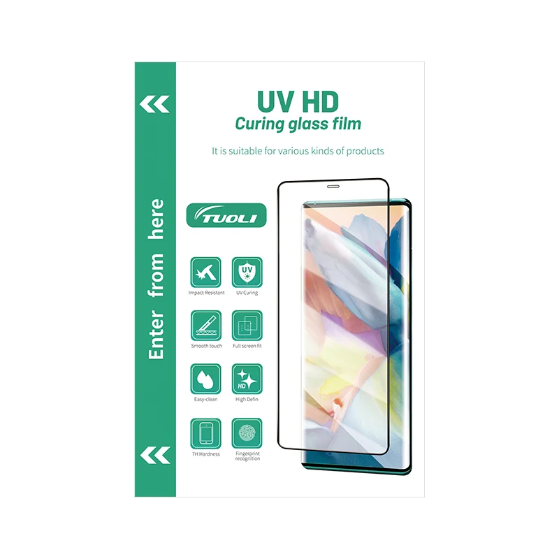 Алмазное стекло TUOLI X9H качество 1812cmUVHD отверждаемая стеклянная пленка для iphone