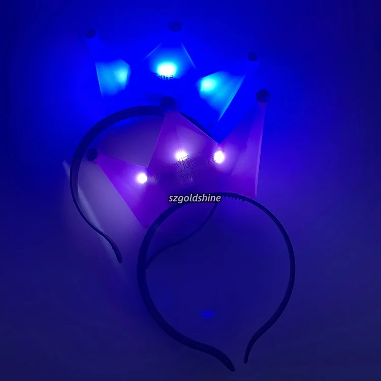 Princess Tiara Crown LED Flashing Hairband Mardi Gras Party Headband Christmas Birthday Cosplay Plastic HairHoop Bag Packaging