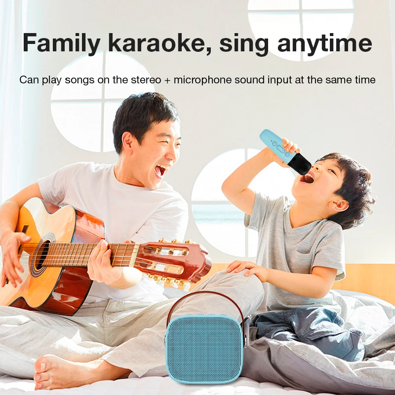 FANSBE Family Party Home Handheld Portable Wireless Karaoke Bluetooth Recharge Speaker With Dual Microphone
