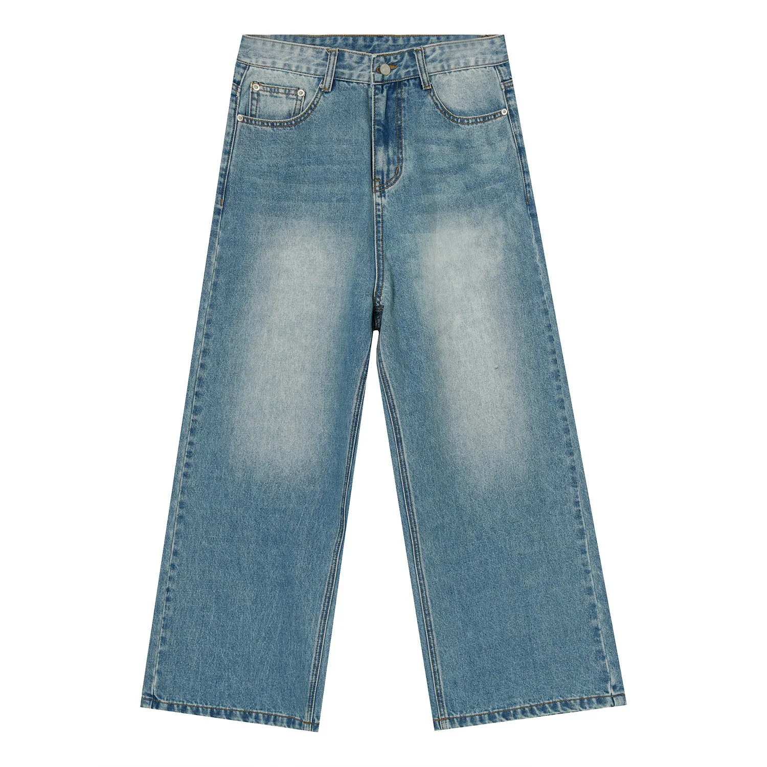 2023 new arrival Korean style loose and versatile blue straight wide leg jeans for men